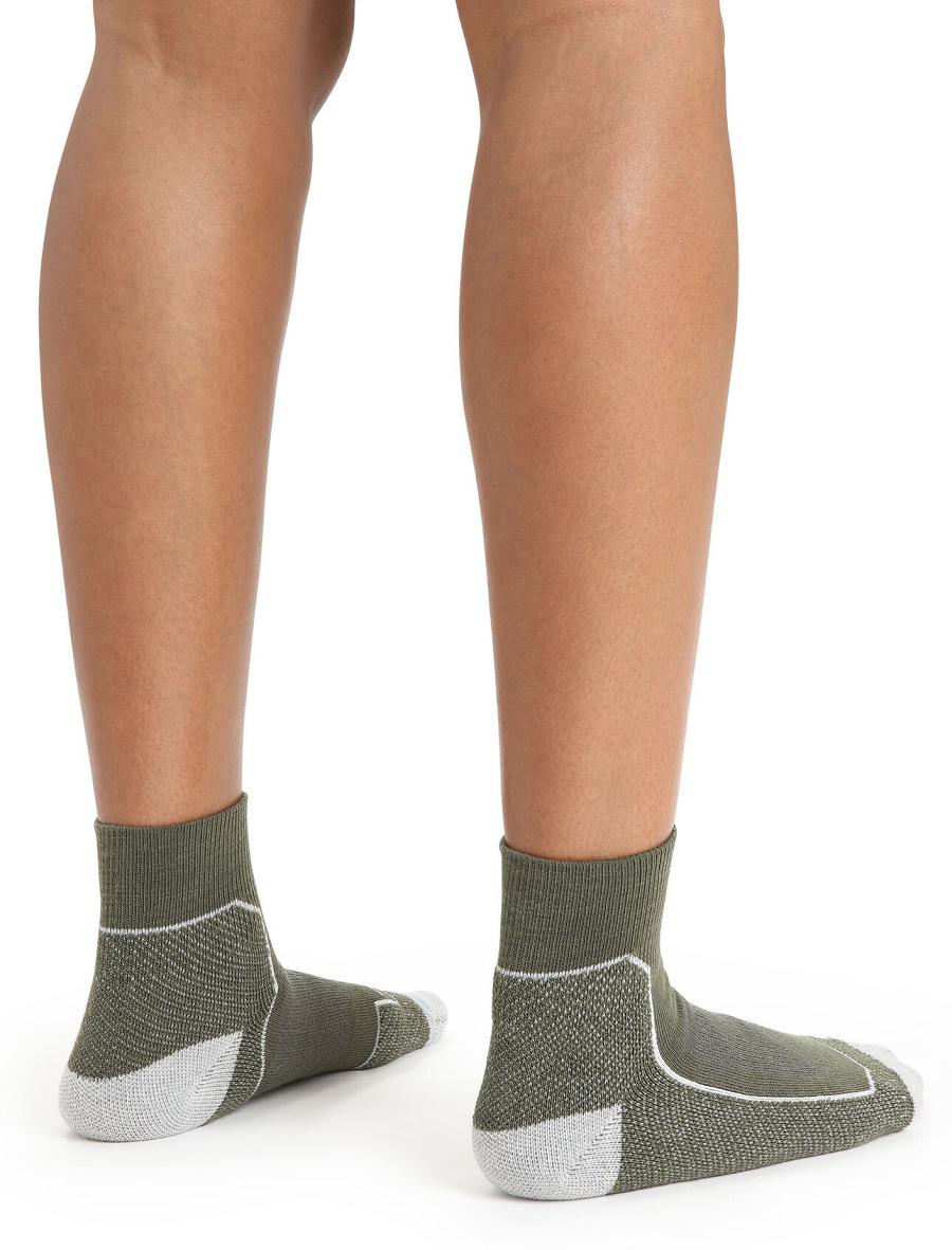 Loden / Blizzard Heather Women's Icebreaker Merino Hike+ Light Mini Socks | USA 1446MQZA